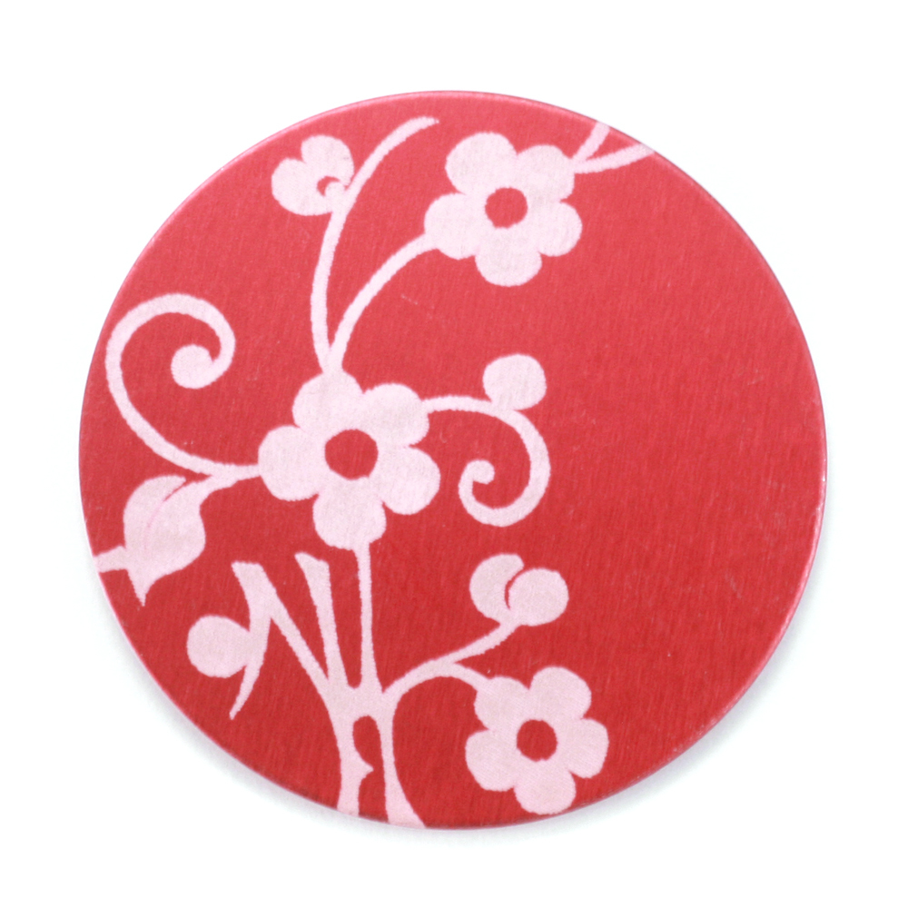 Anodized Aluminum 1" Circle, Red Design #1, 22g