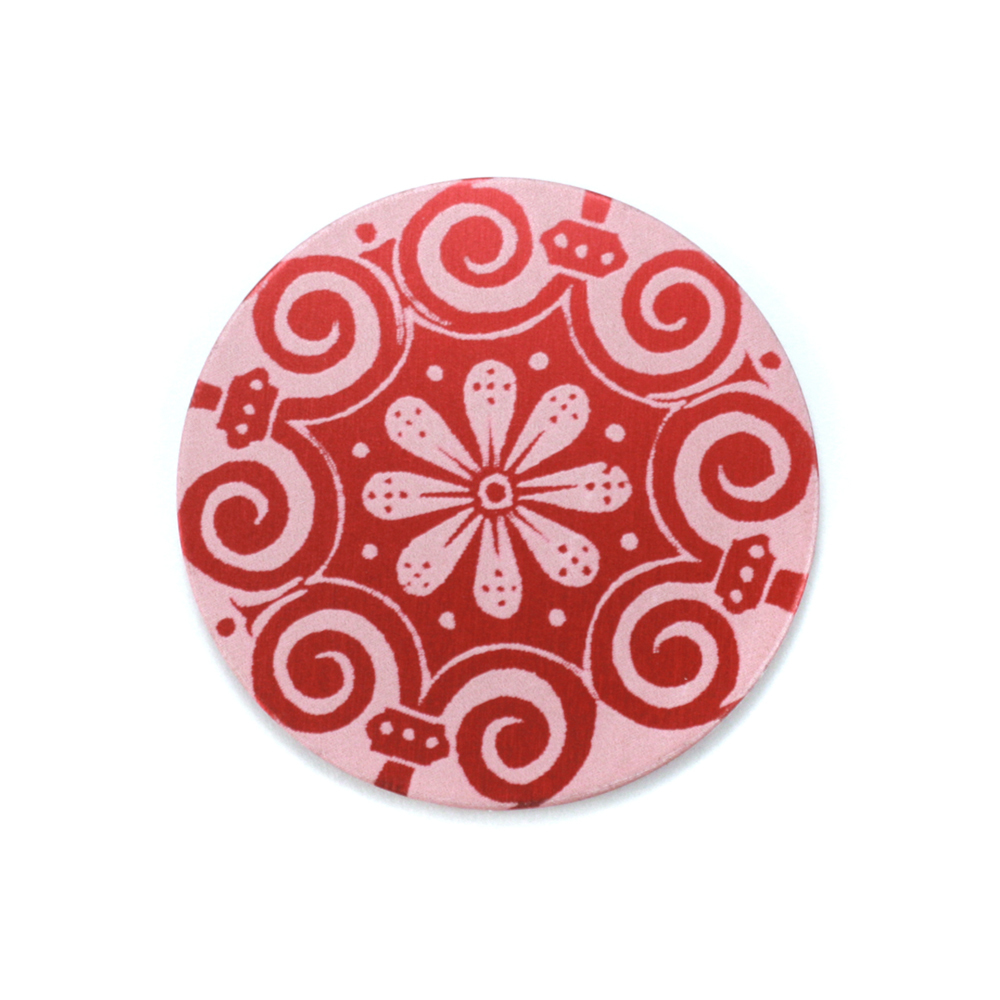 Anodized Aluminum 3/4" Circle, Red Design #4, 22g