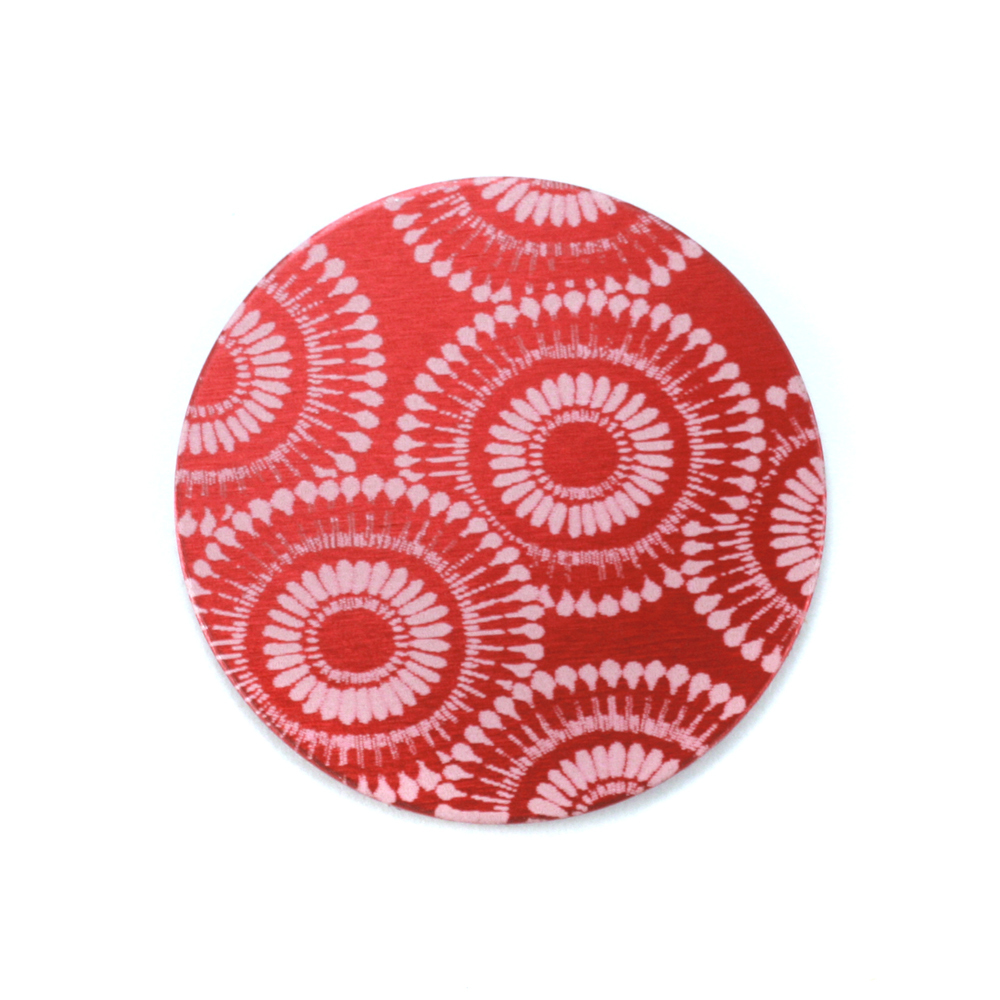 Metal Stamping Blanks Anodized Aluminum 3/4" Circle, Red Design #7, 22g
