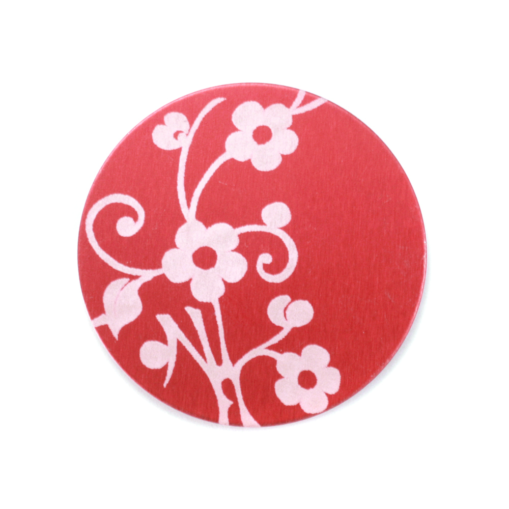 Anodized Aluminum 3/4" Circle, Red Design #1, 22g