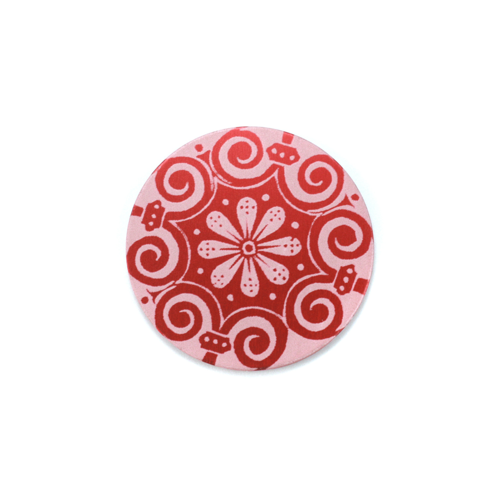 Anodized Aluminum 5/8" Circle, Red Design #4, 22g