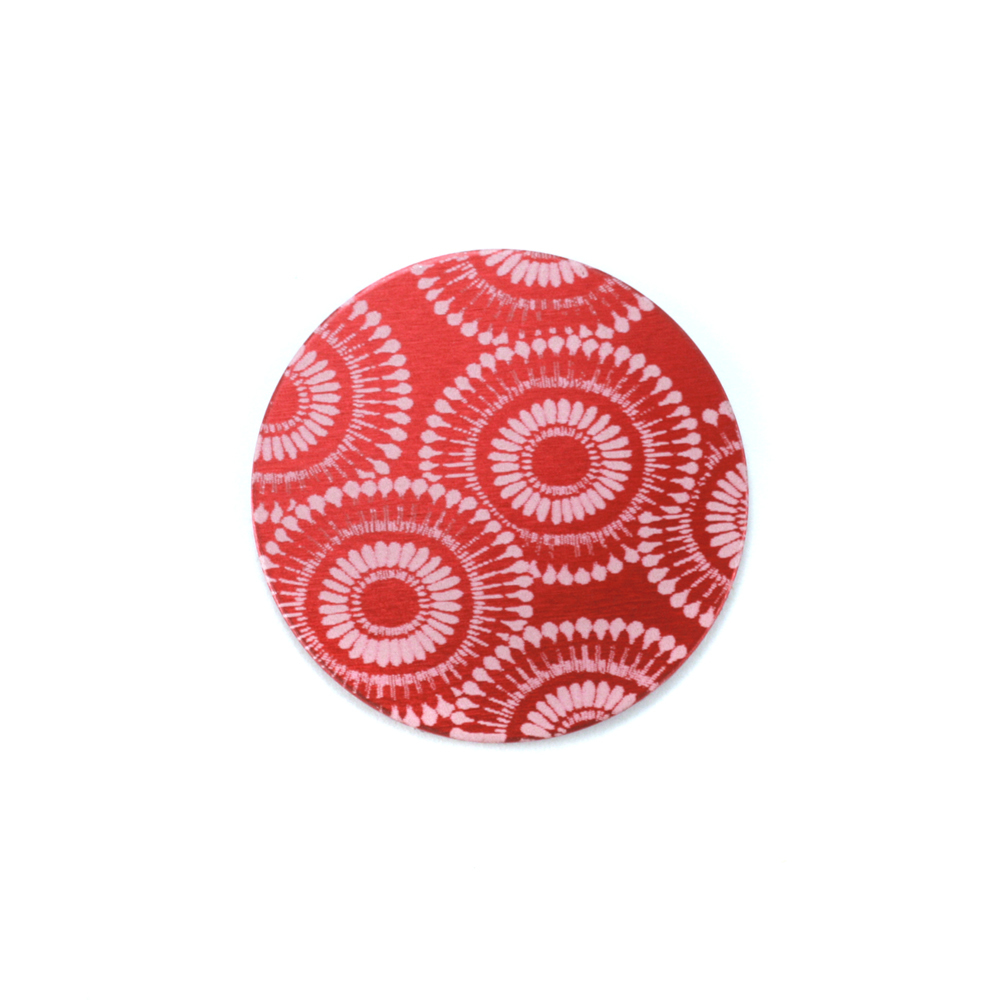 Metal Stamping Blanks Anodized Aluminum 5/8" Circle, Red Design #7, 22g