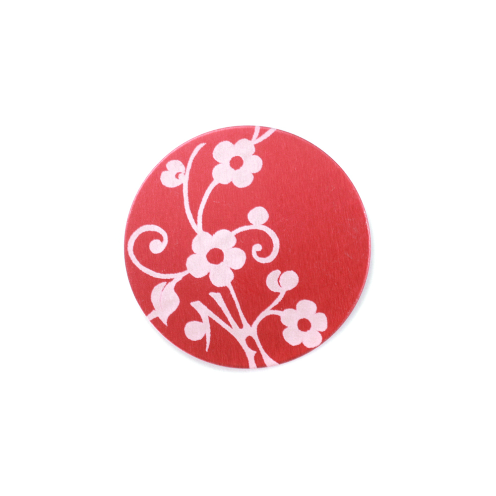 Anodized Aluminum 5/8" Circle, Red Design #1, 22g