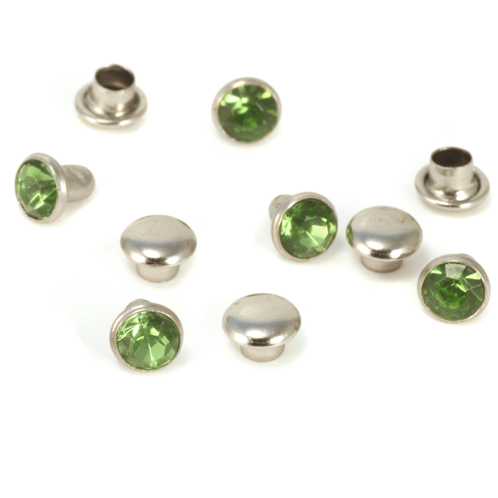 Rivets, Findings & Stringing Crystal 5/32" Snap Rivets, Light Green 5mm, 5 pk