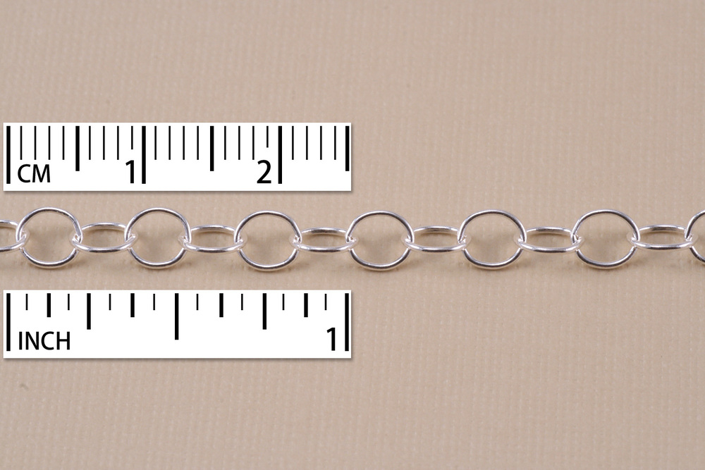 Chain & Clasps Sterling Silver Medium Round Cable Chain, 5mm, by the Inch