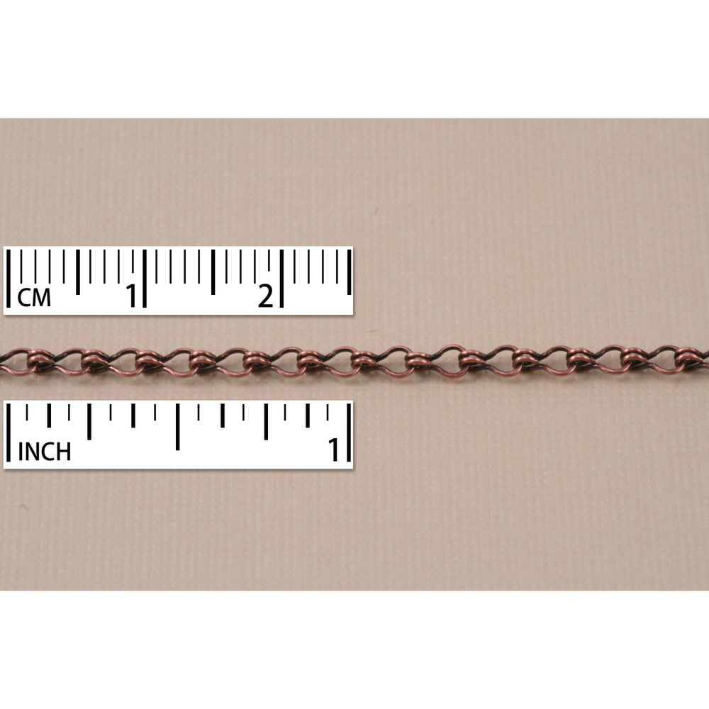 Chain & Clasps Antique Copper Finish, Ladder Chain, 5mm x 2mm, by the Inch