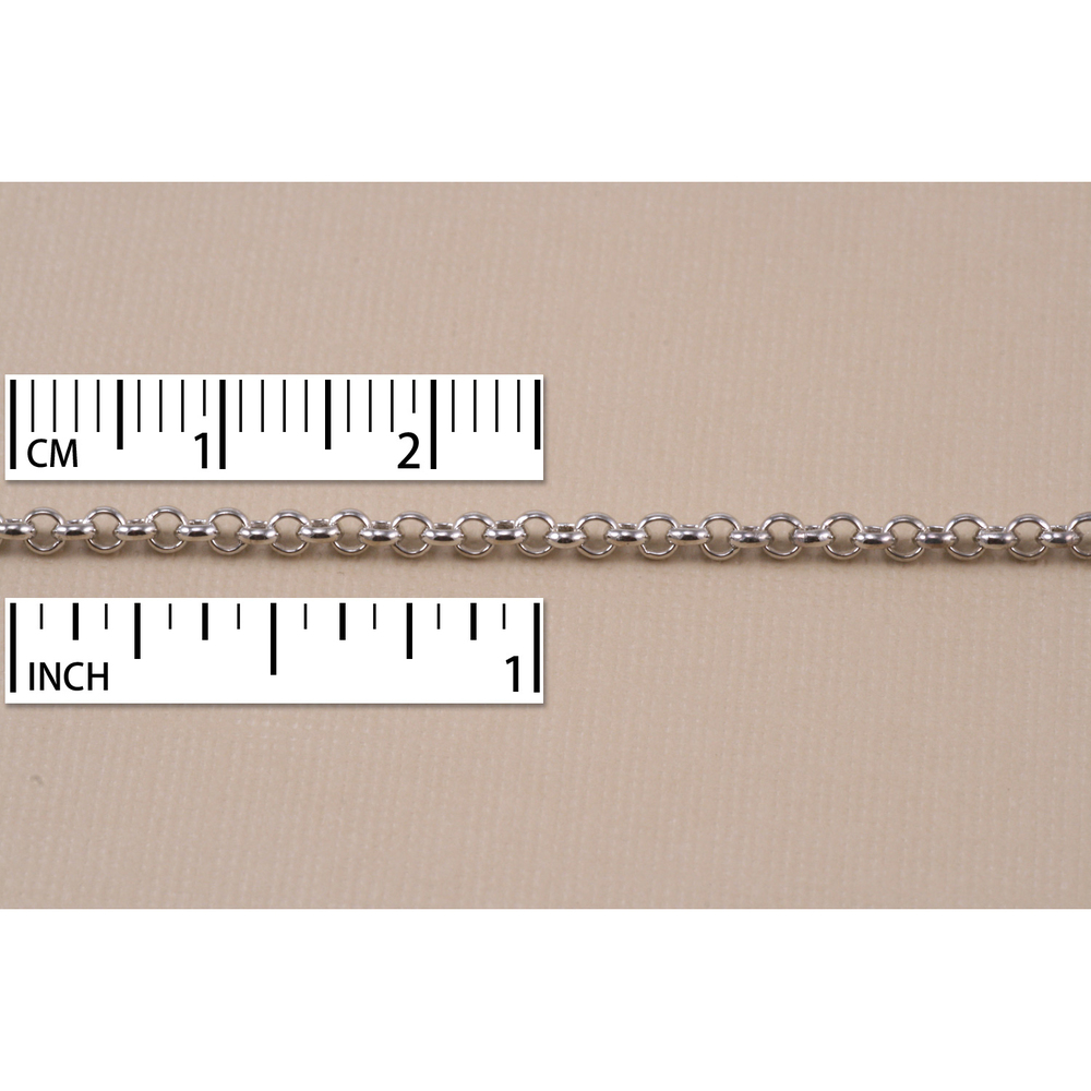Chain & Clasps Rhodium Finish, Rolo Chain, 2mm, by the Inch