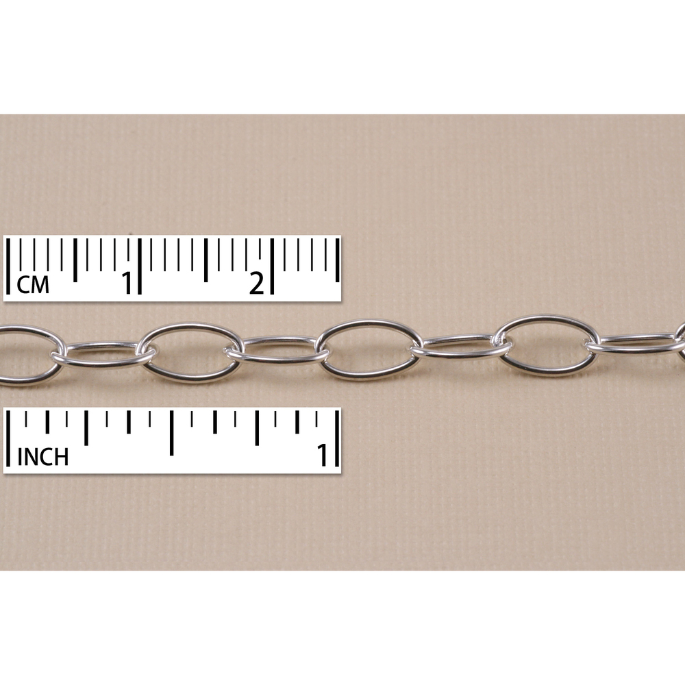 Chain & Clasps Rhodium Finish, Large Oval Cable Chain, 9mm x 5mm, by the Inch
