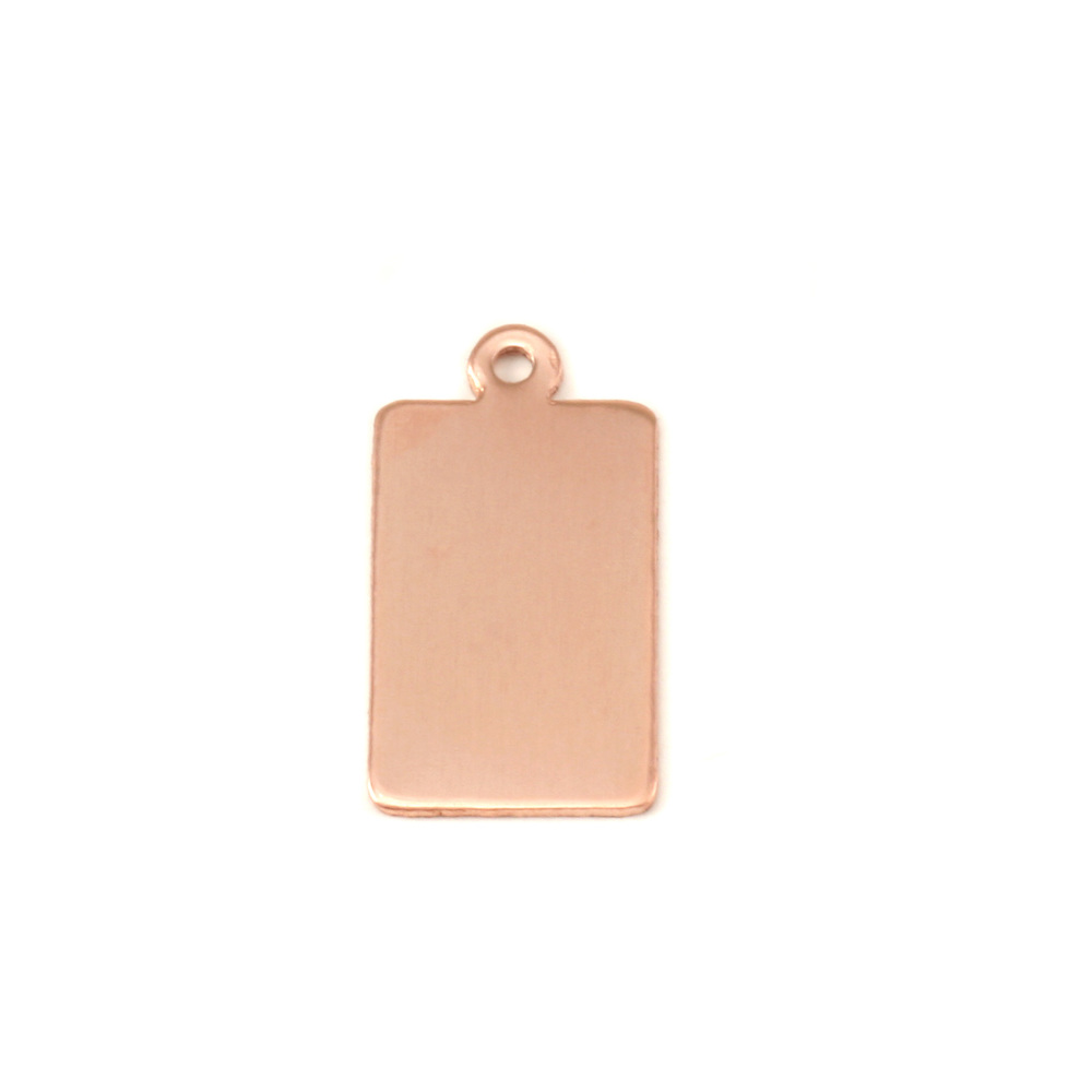 Metal Stamping Blanks Copper Rectangle w/Top Loop (14.5mm x 9mm), 24g