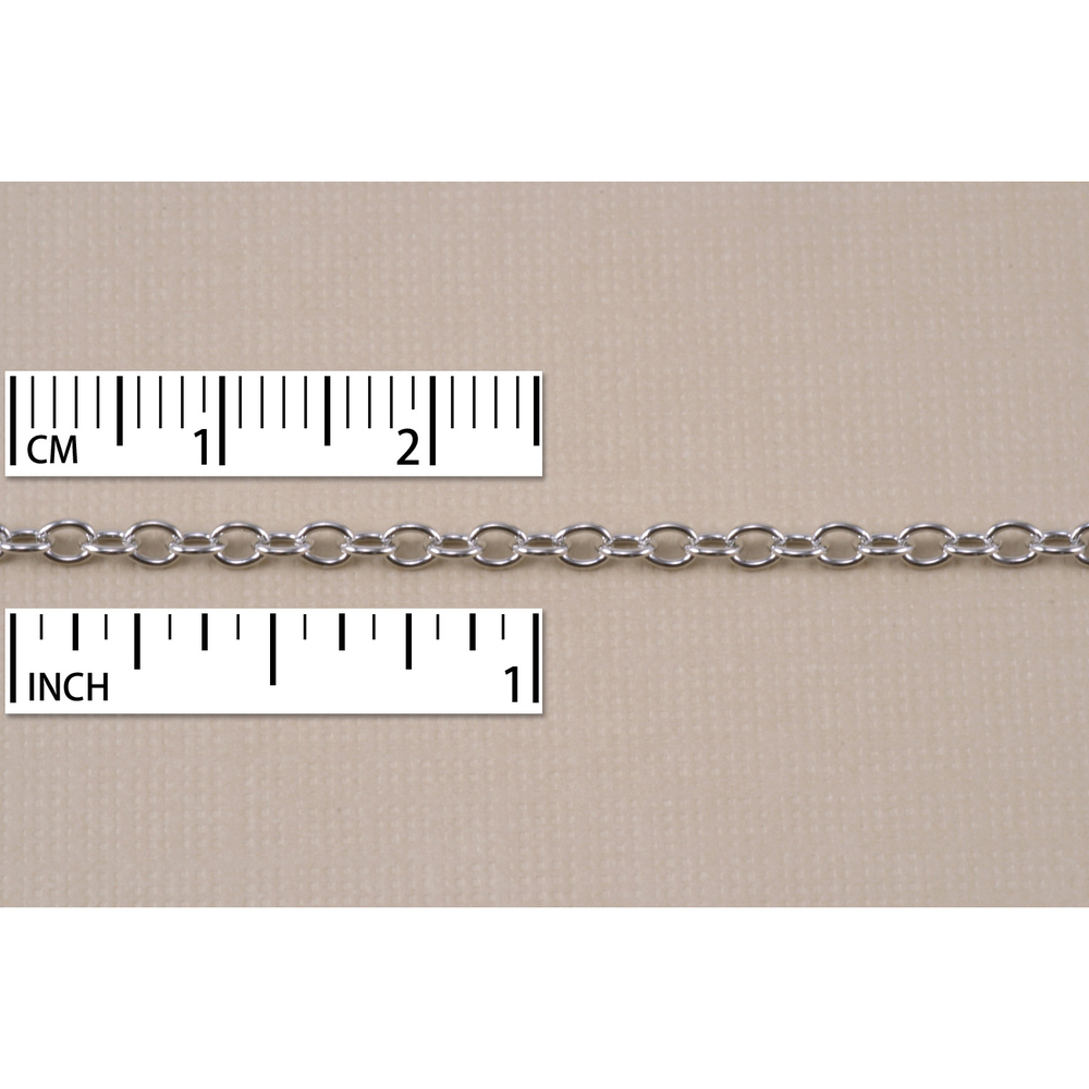 Chain & Clasps Rhodium Finish, Small Round Cable Chain, 2mm, by the Inch
