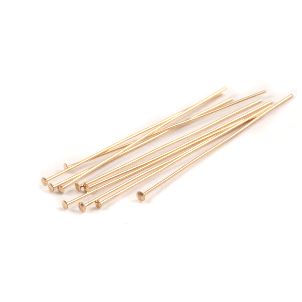 Rivets, Findings & Stringing Gold Filled Head Pins 1 1/2" (38mm), 24 gauge pack of 10