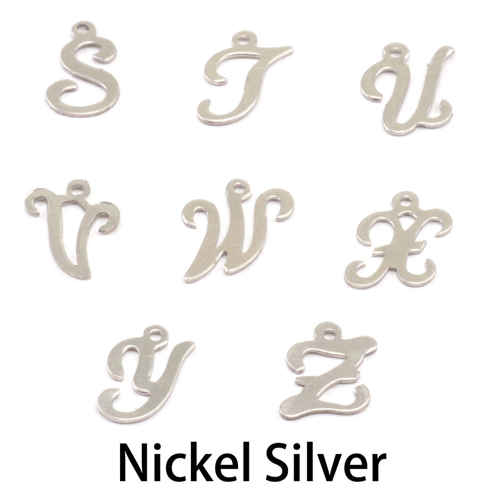 Charms & Solderable Accents Nickel Script Letter Charm T, 24g