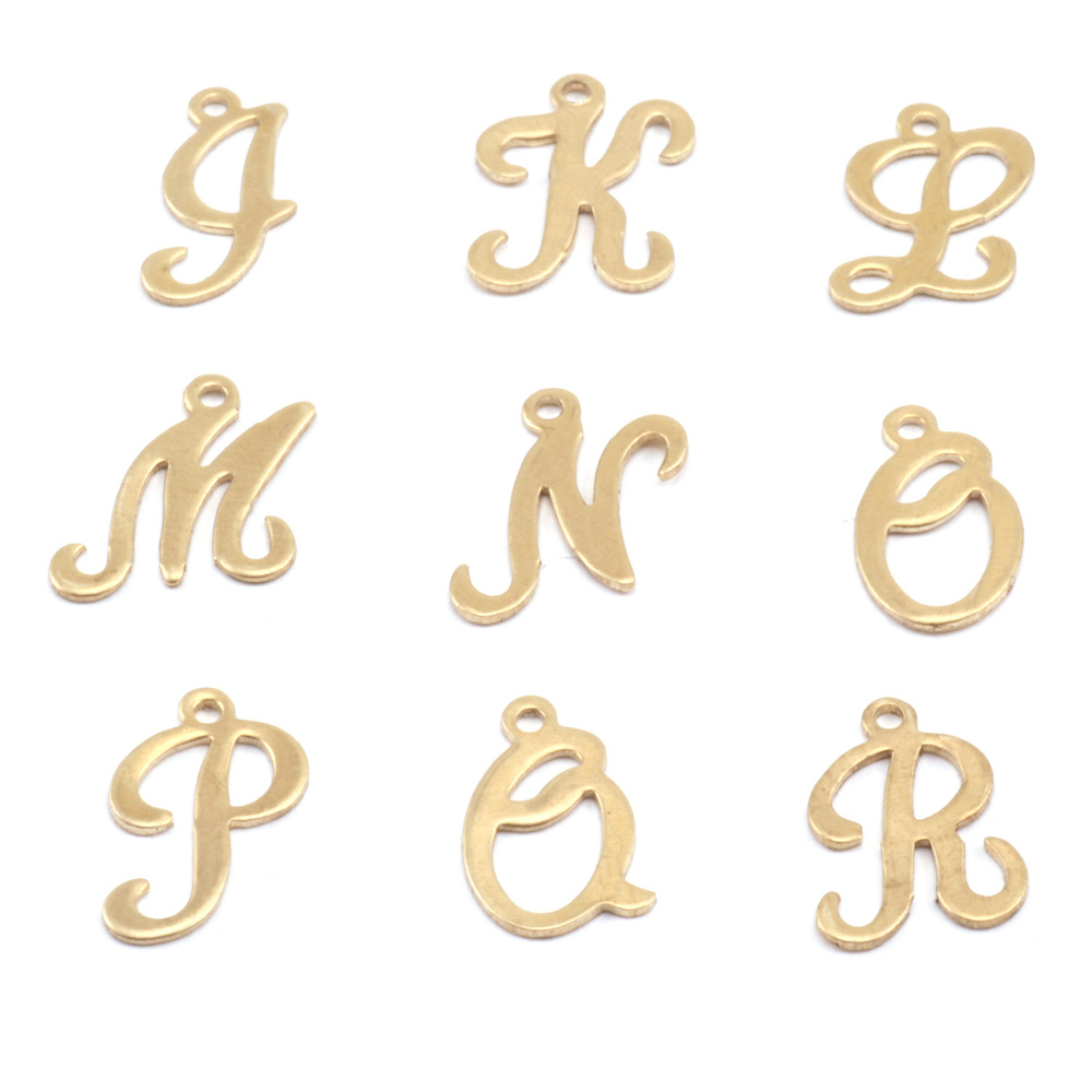 Charms & Solderable Accents Brass Script Letter Charm N, 24g
