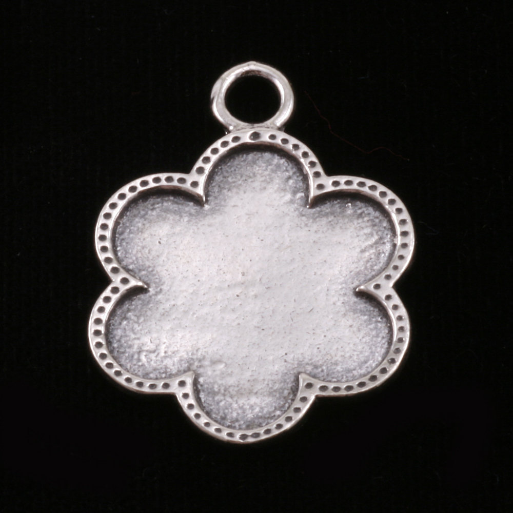 Metal Stamping Blanks Sterling Silver Flower with Dotted Edge