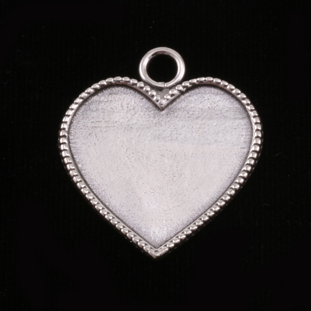 Metal Stamping Blanks Sterling Silver Heart with Beaded Edge