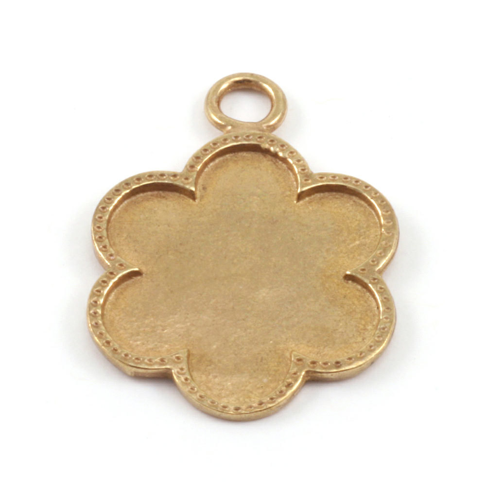 Metal Stamping Blanks Brass Flower with Dotted Edge