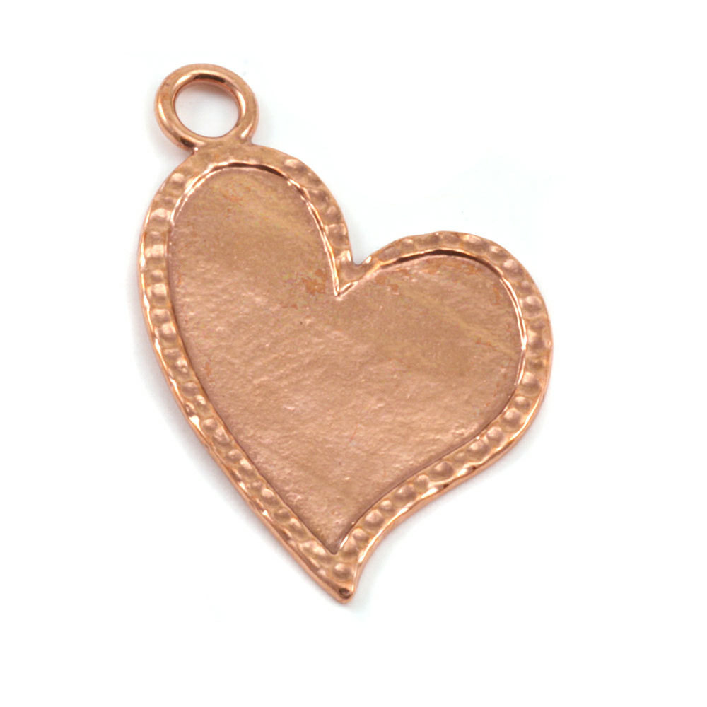 Metal Stamping Blanks Copper Stylized Heart with Peened Edge