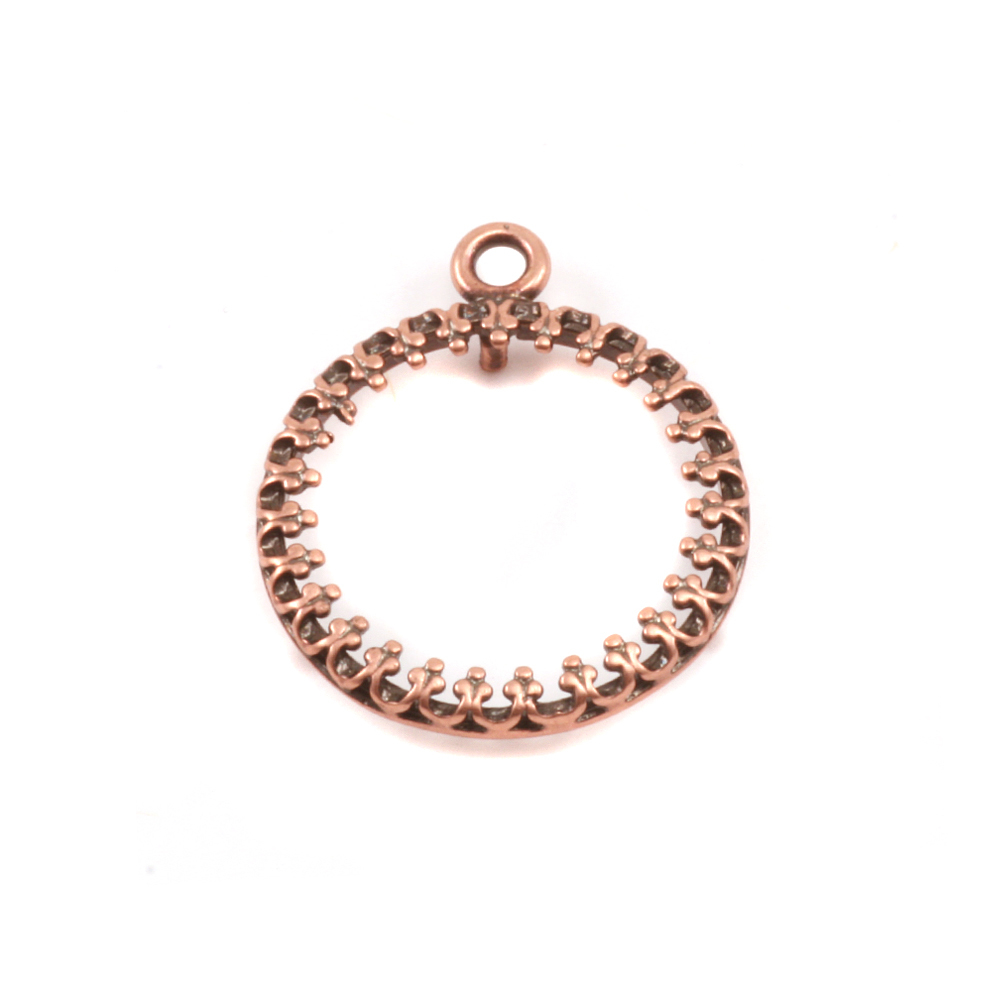 Metal Stamping Blanks Copper 5/8" Ornate Circle Frame (OXIDIZED)