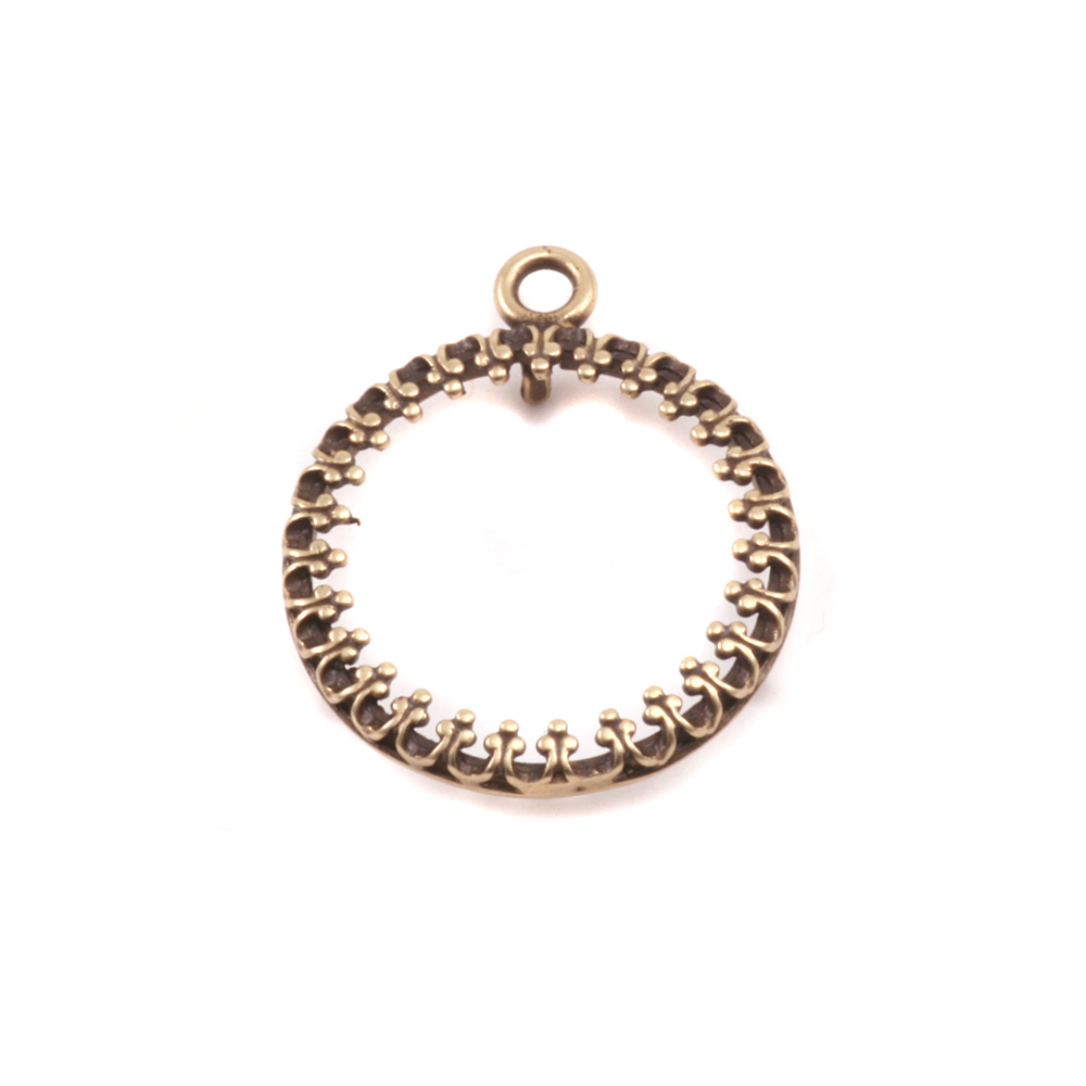Metal Stamping Blanks Brass Ornate Circle Frame (OXIDIZED), for 16mm (.63") blanks
