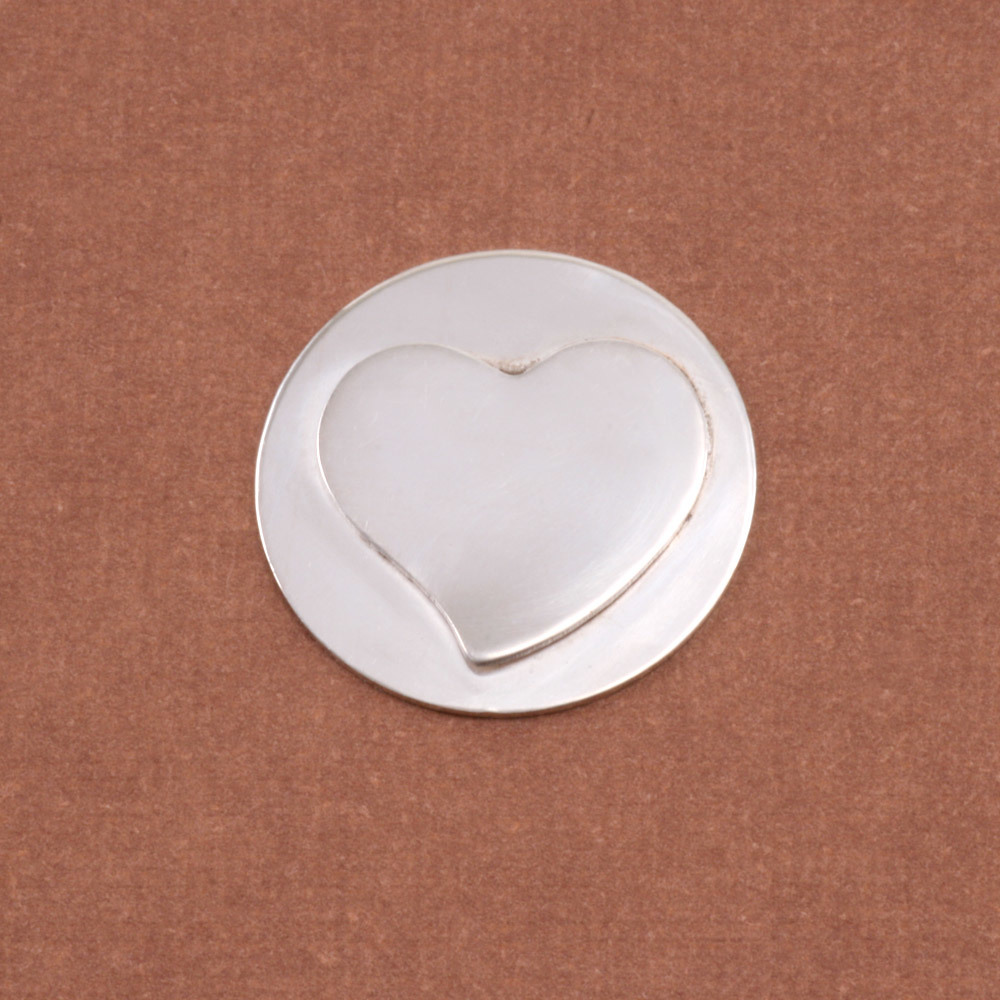 Metal Stamping Blanks Soldered S/S Stylized Heart on S/S Circle 3/4"