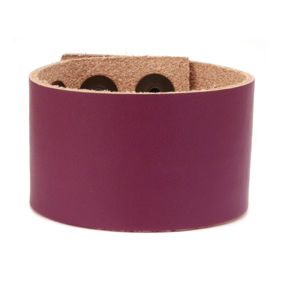 Leather & Faux Leather Leather Adjustable Bracelet 1 1/2" Purple