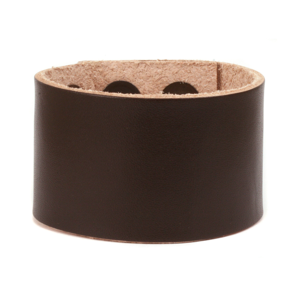 Leather Leather Adjustable Bracelet 1 1/2" Brown