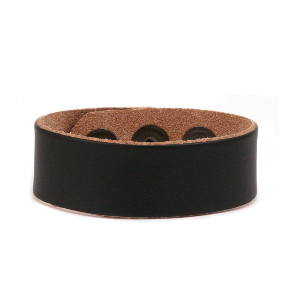 Leather Leather Adjustable Bracelet 7/8" Black