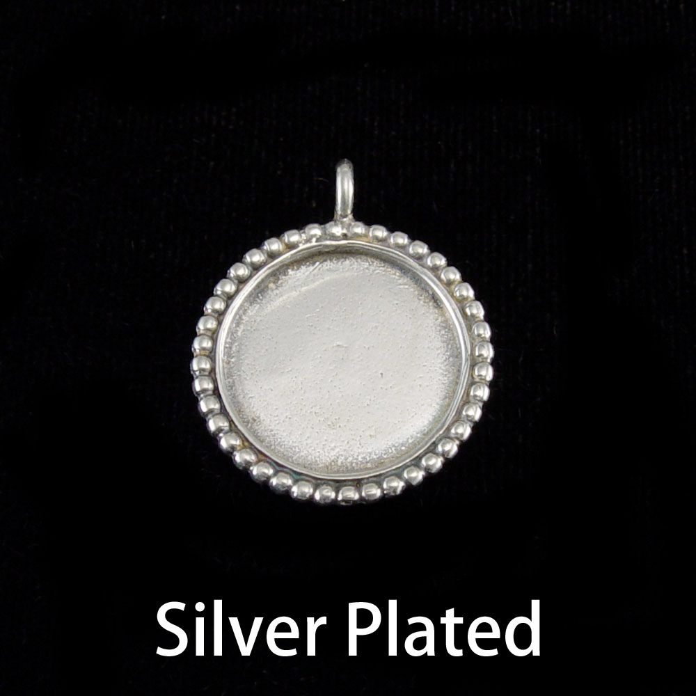 Metal Stamping Blanks Silver Plated Circle with Dotted Edge, 19mm (.75"), 19g
