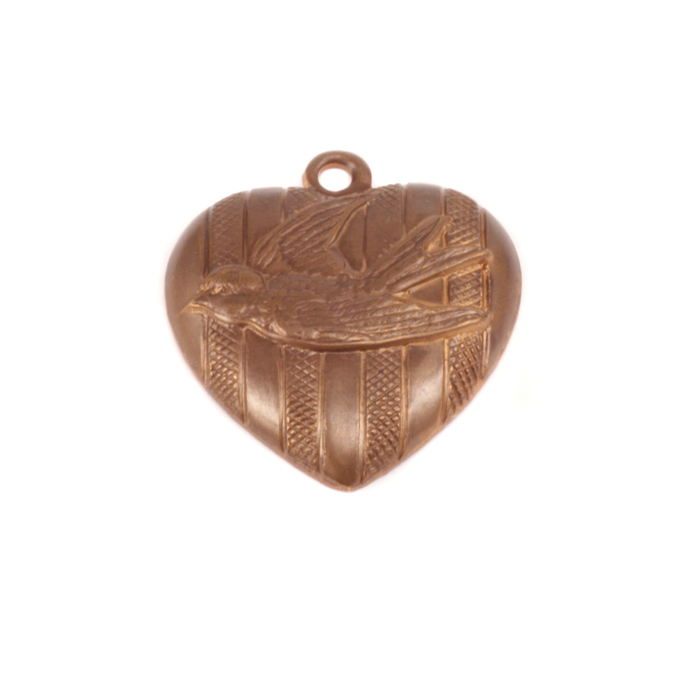 Charms & Solderable Accents Antique Brass Love Bird Heart Pendant