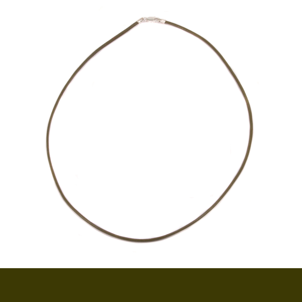 Chain & Clasps Leather Finished Necklace 1.5mm, 16" Olive