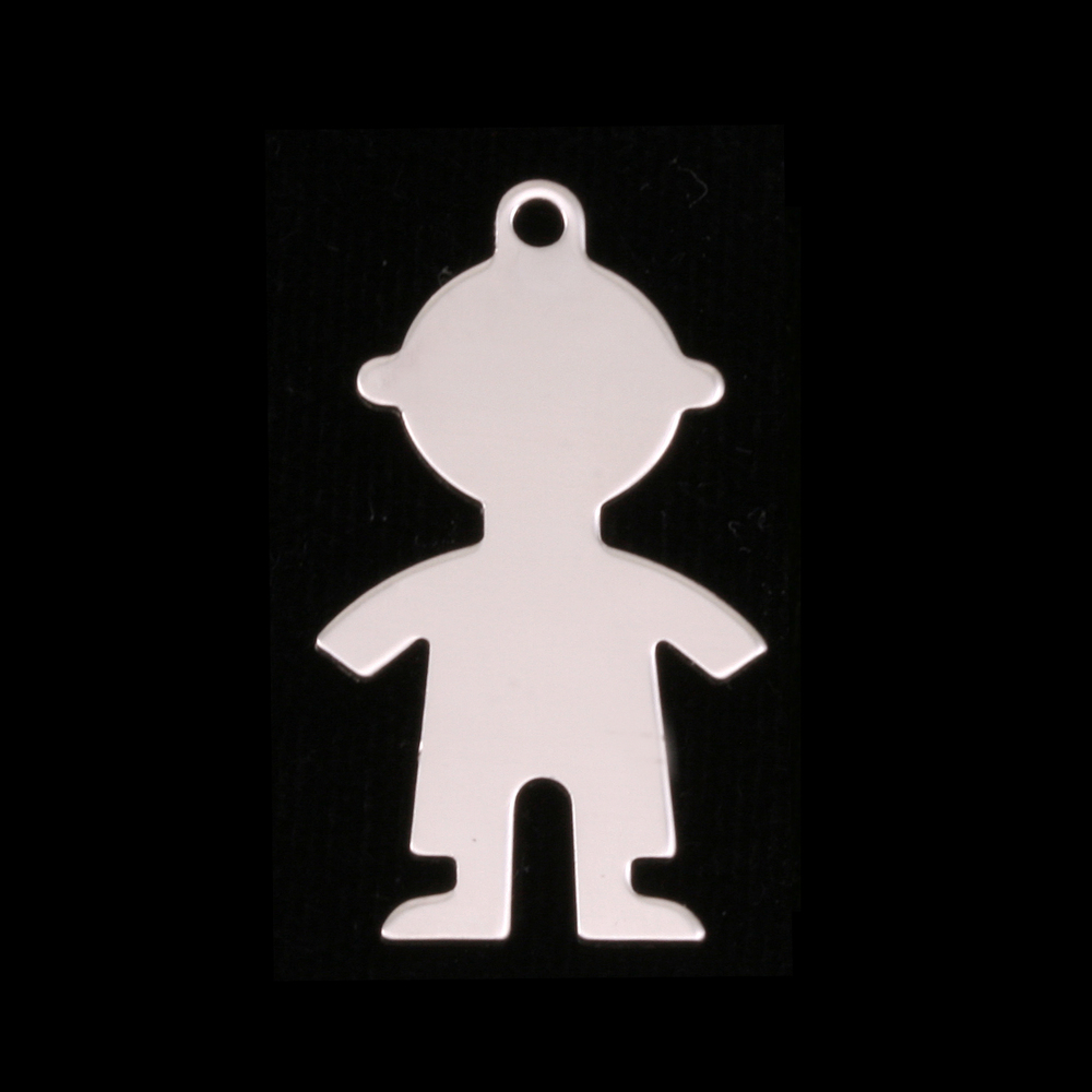 Metal Stamping Blanks Sterling Silver Boy Body Silhouette Charm, 24g