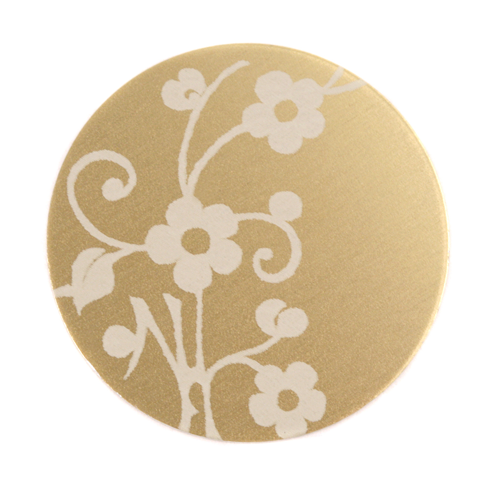 Anodized Aluminum 1" Circle, Gold, Design #1, 22g