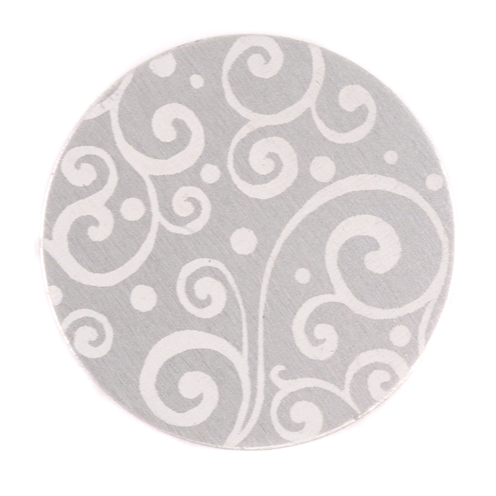 Anodized Aluminum 1" Circle, Silver, Design #21, 22g
