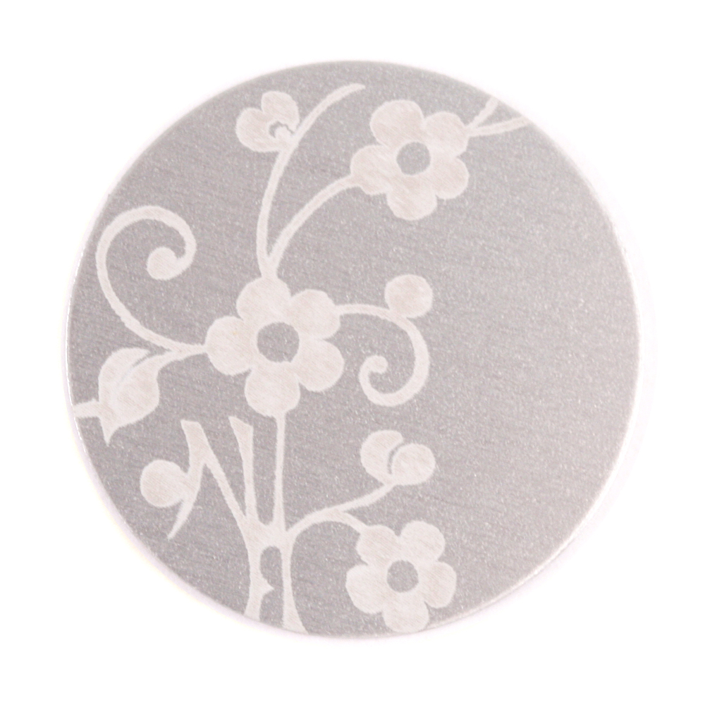 Anodized Aluminum 1" Circle, Silver, Design #1, 22g