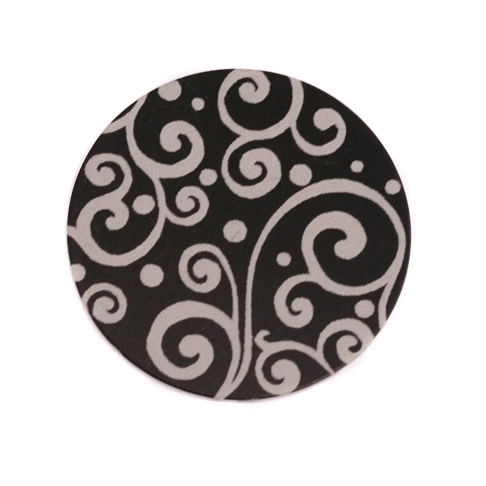 Anodized Aluminum 3/4" Circle, Black, Design #21, 22g