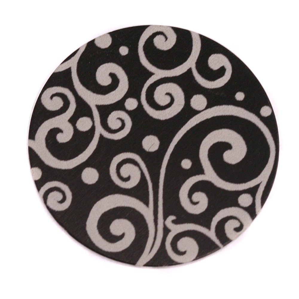 Anodized Aluminum 1" Circle, Black, Design #21, 22g