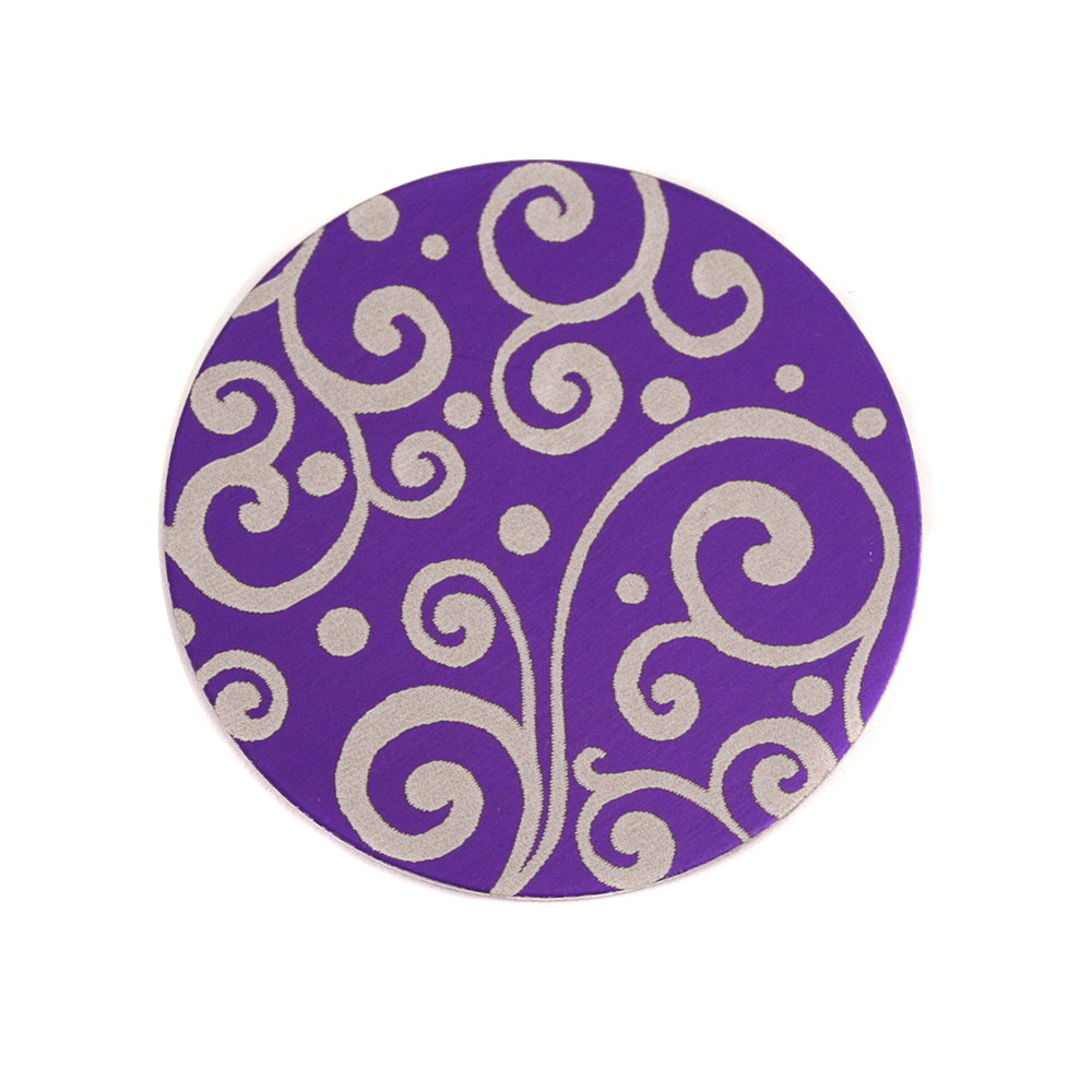 Anodized Aluminum 3/4" Circle, Purple, Design #21, 22g