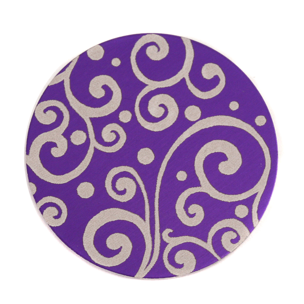 Anodized Aluminum 1" Circle, Purple, Design #21, 22g