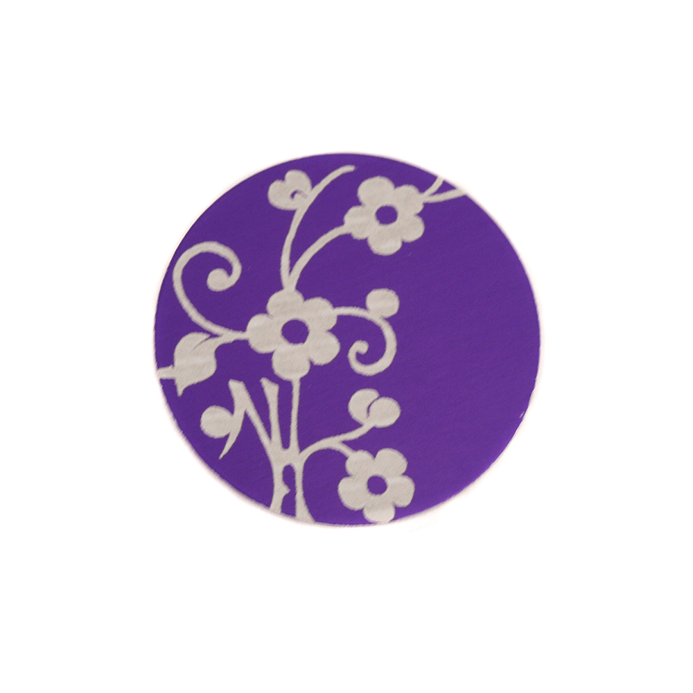 Anodized Aluminum 5/8" Circle, Purple, Design #1, 22g