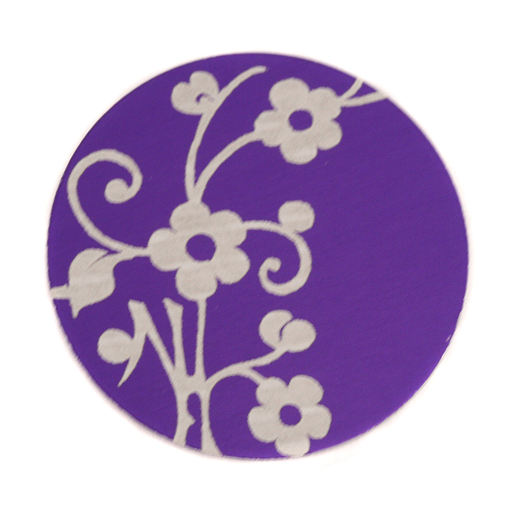 Anodized Aluminum 1" Circle, Purple, Design #1, 22g