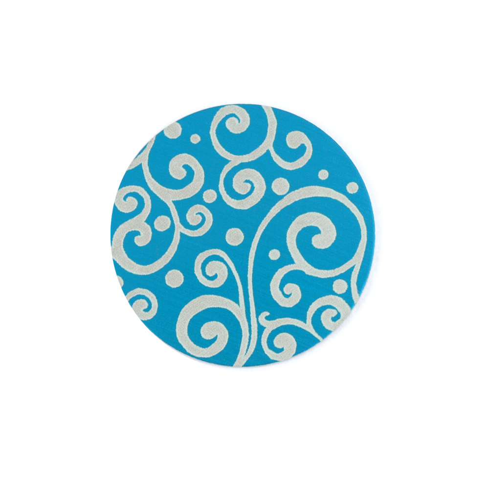 Anodized Aluminum 5/8" Circle, Turquoise, Design #21, 22g