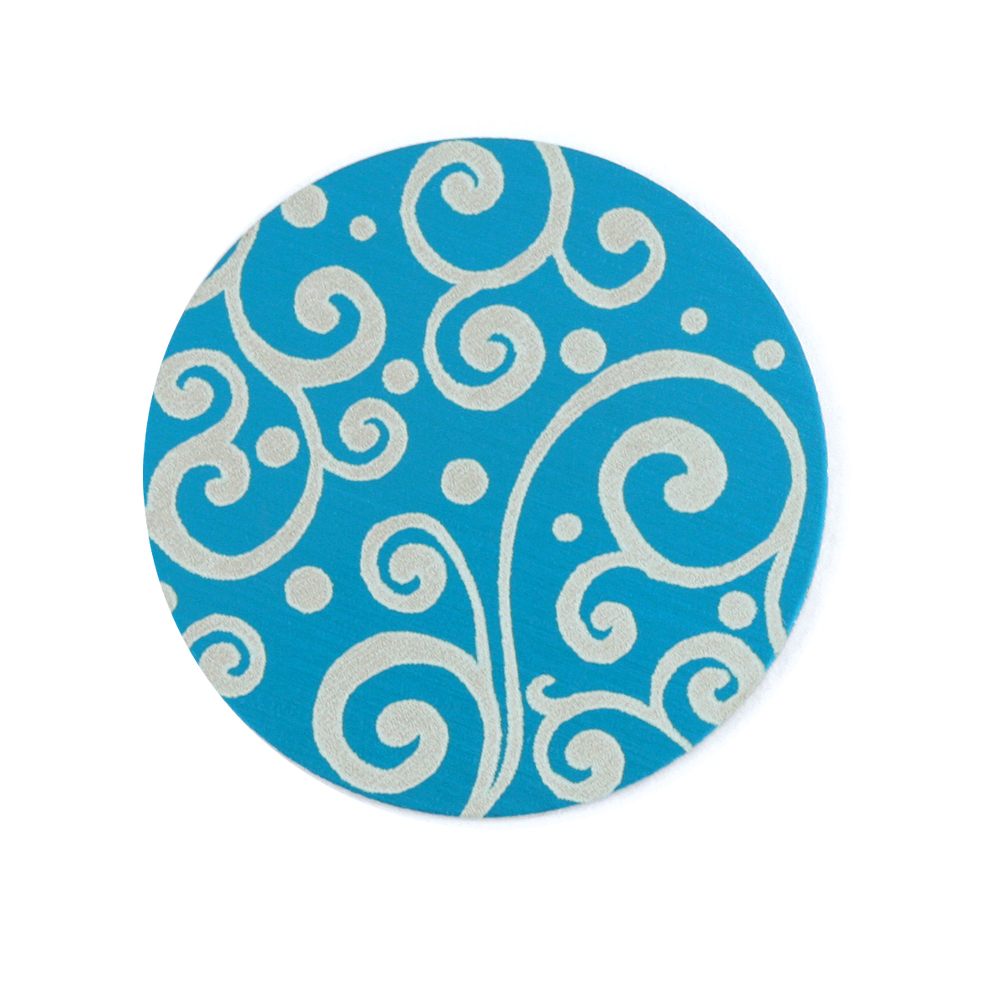 Anodized Aluminum 3/4" Circle, Turquoise, Design #21, 22g