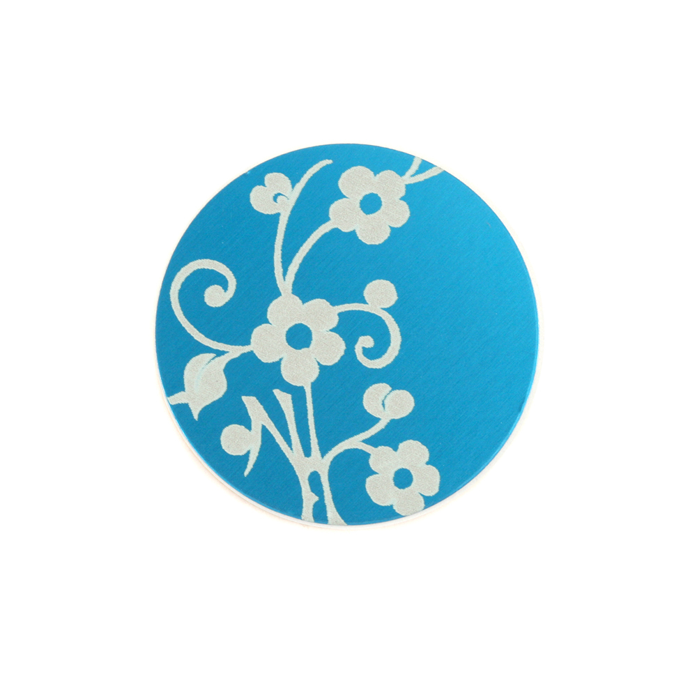 Anodized Aluminum 5/8" Circle, Turquoise, Design #1, 22g