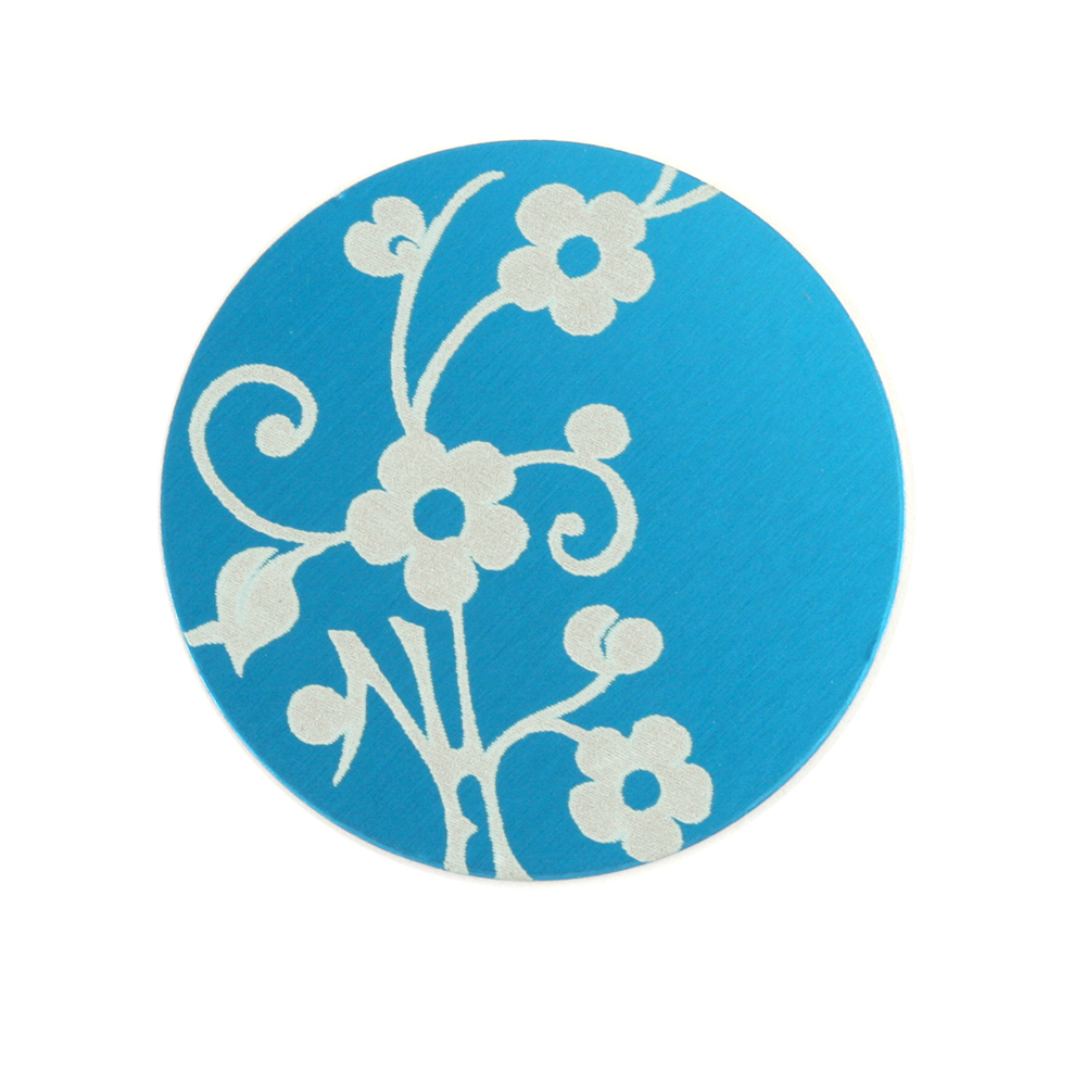 Anodized Aluminum 3/4" Circle, Turquoise, Design #1, 22g