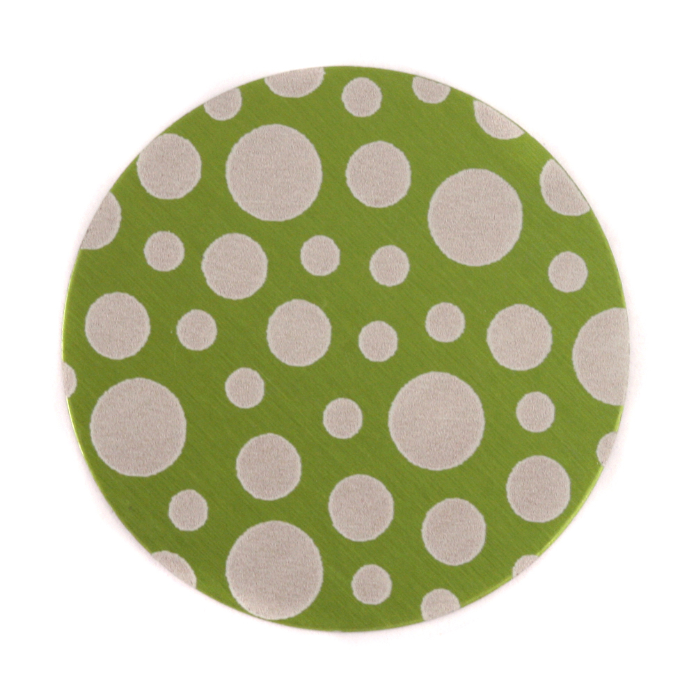 Anodized Aluminum 1" Circle, Lime Green, Design #12, 22g