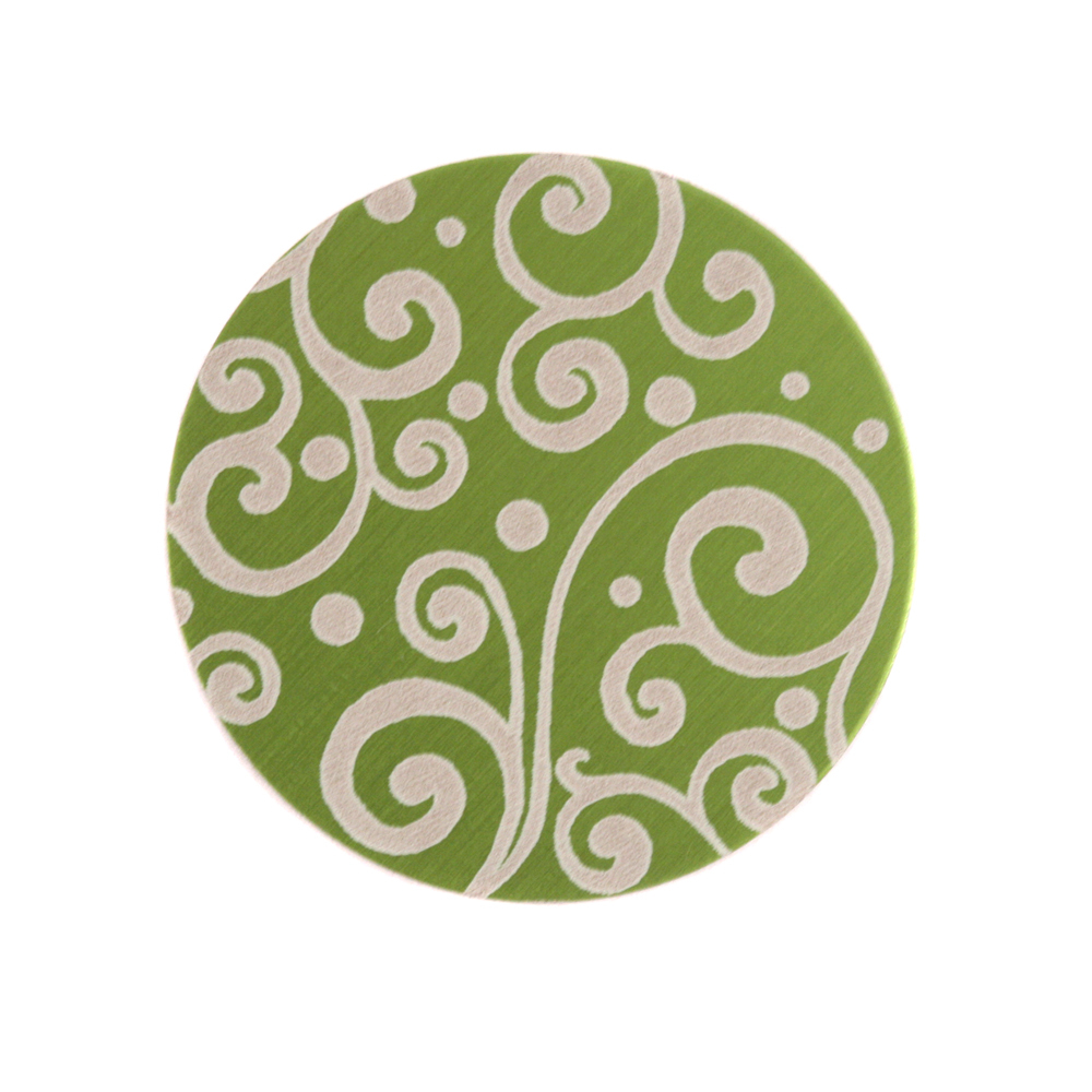 Anodized Aluminum 3/4" Circle, Lime Green, Design #21, 22g