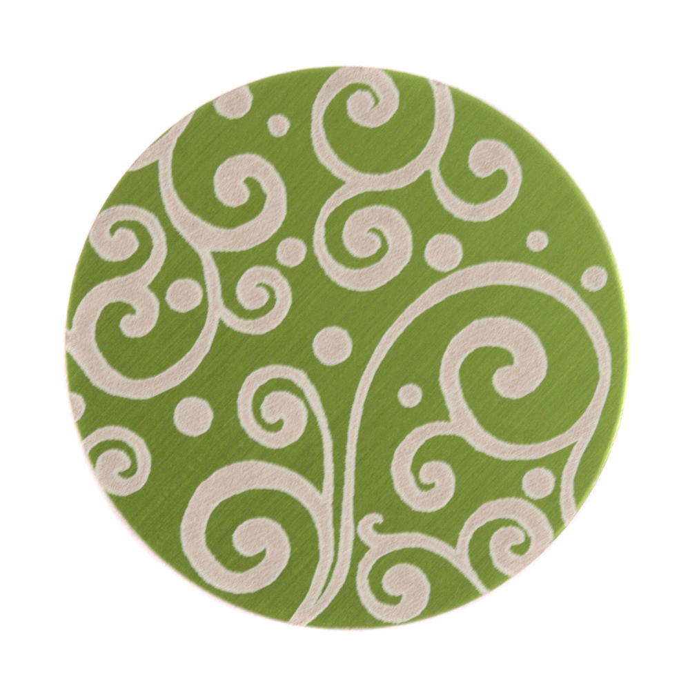 Anodized Aluminum 1" Circle, Lime Green, Design #21, 22g