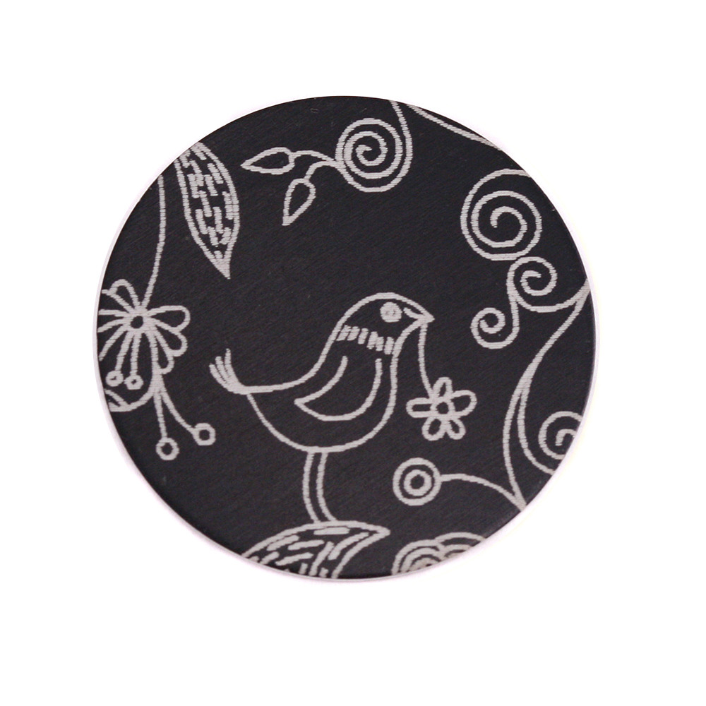 Anodized Aluminum 3/4" Circle, Black, Design #22, 22g
