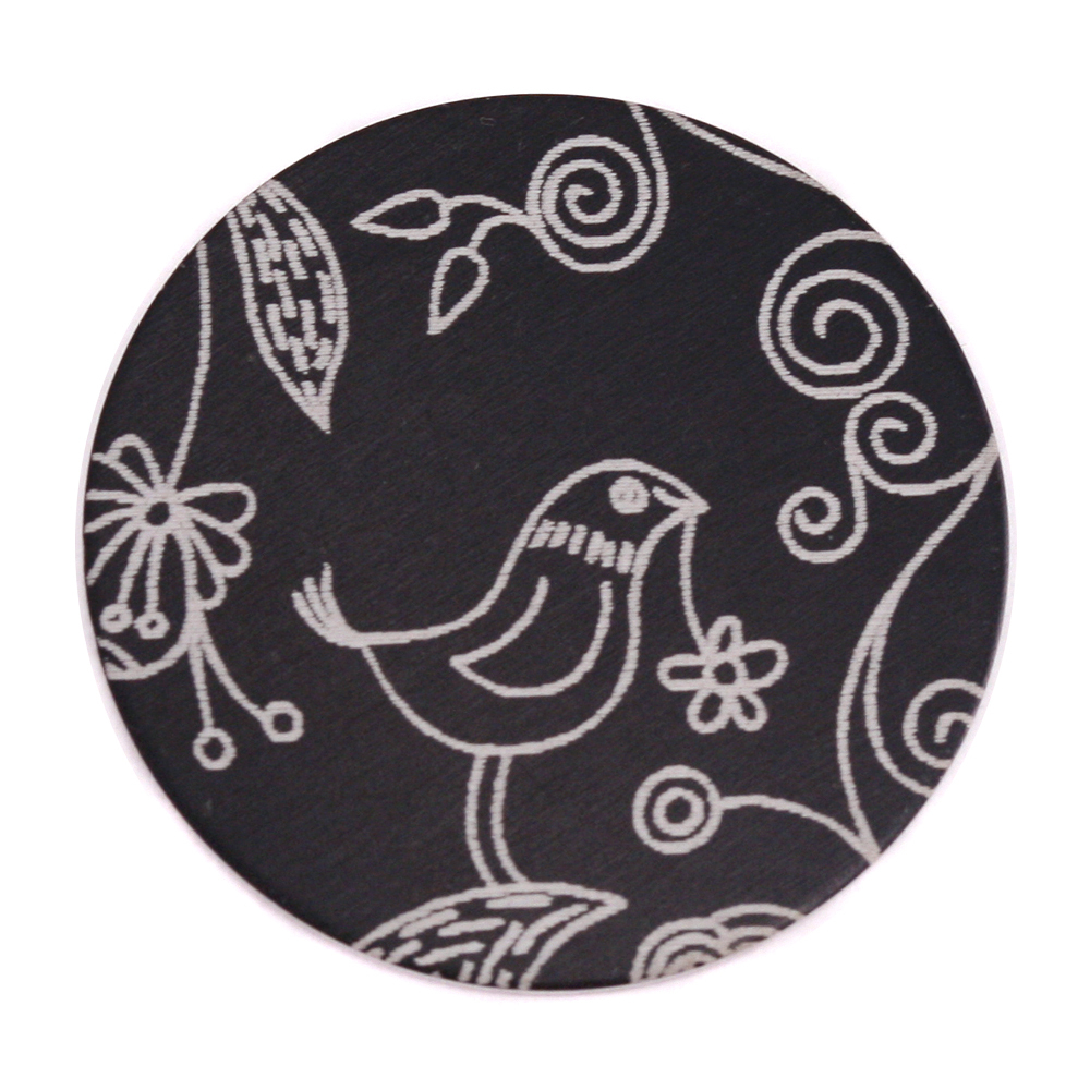 Anodized Aluminum 1" Circle, Black, Design #22, 22g