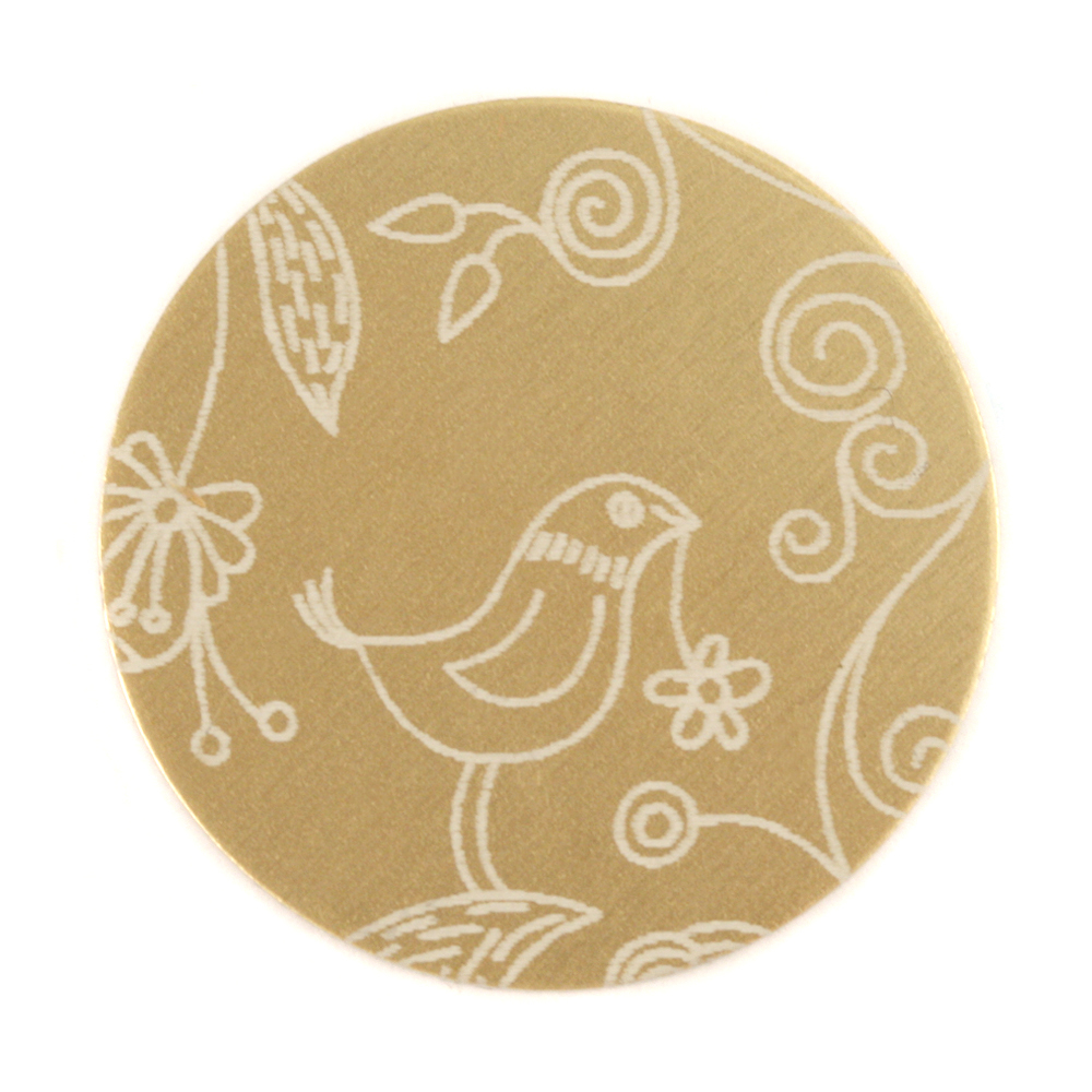Anodized Aluminum 1" Circle, Gold, Design #22, 22g